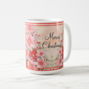 Vintager Roter Wasserfarben Poinsettia Weihnachtsb Kaffeetasse