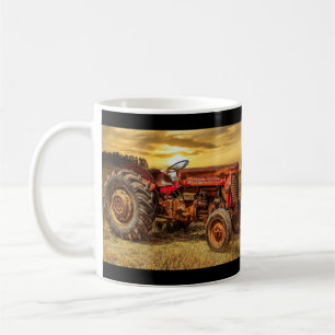 Vintager roter Zuchttraktor Kaffeetasse