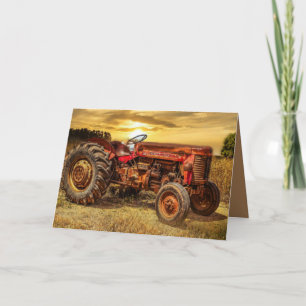 Vintager roter Zuchttraktor Karte