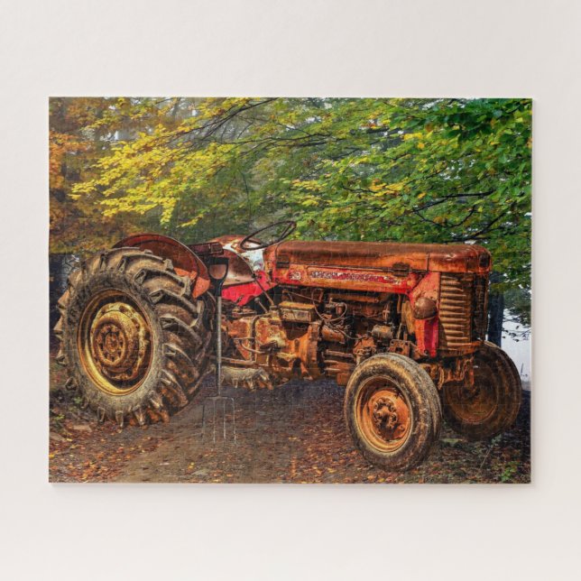 Vintager roter Zuchttraktor Puzzle (Horizontal)