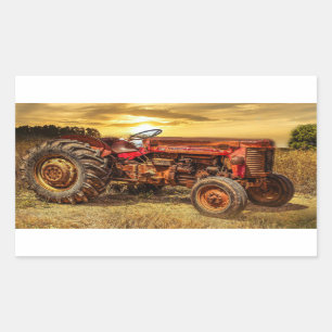 Vintager roter Zuchttraktor Rechteckiger Aufkleber