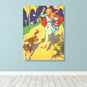 Vintager Rotkäppchen, Hunde und Balloons Leinwanddruck