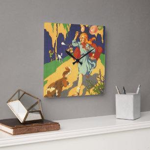 Vintager Rotkäppchen, Hunde und Balloons Quadratische Wanduhr