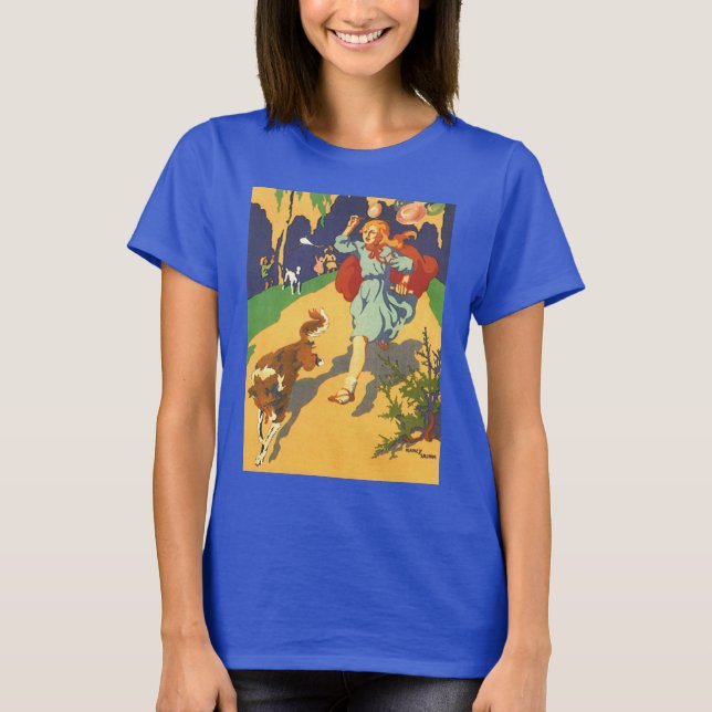 Vintager Rotkäppchen, Hunde und Balloons T-Shirt (Vorderseite)