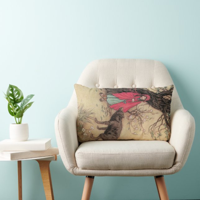 Vintager Rotkäppchen von Warwick Goble Lendenkissen (Stuhl )