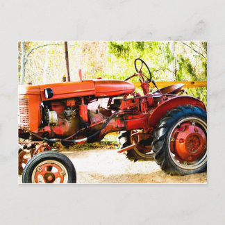 Vintager Rottraktor Postkarte