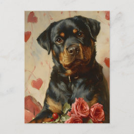 Vintager Rottweiler Welpen-Valentinstag Postkarte