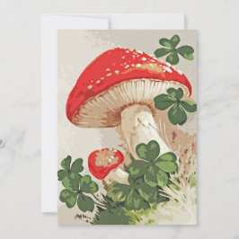 Vintager Rotwaldpilz und grüner Glückskleber