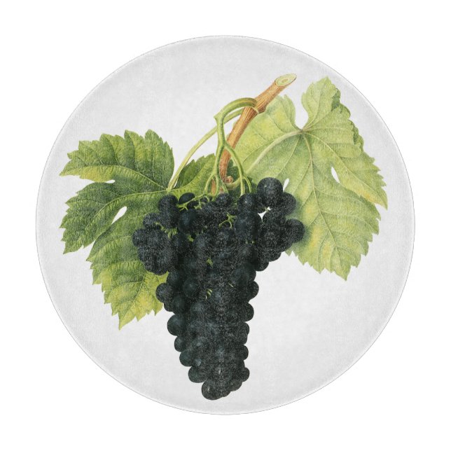 Vintager Rotwein, Bio Traubencluster, Lebensmittel Schneidebrett (Vorderseite)