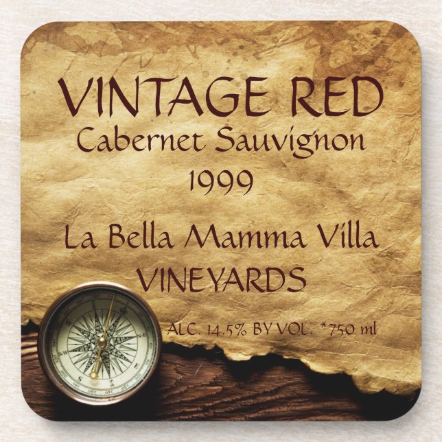 Vintager Rotwein Cork Untersetzer! Untersetzer (Vorderseite)