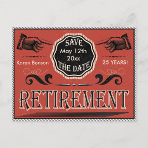 Vintager Ruhestand Save the Date Ankündigungspostkarte