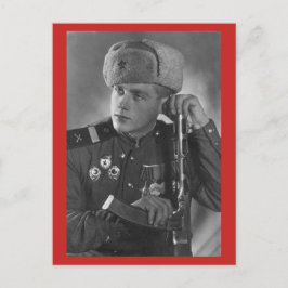 Vintager russischer Soldat Postkarte