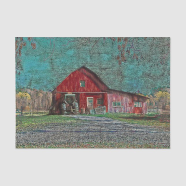 Vintager rustikaler altroter Aquamariner Texturens Seidenpapier (Vorderseite)