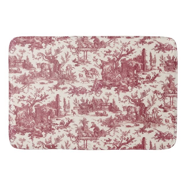 Vintager rustikaler Bauernhof Französisch Toile-Re Badematte (Vorderseite)