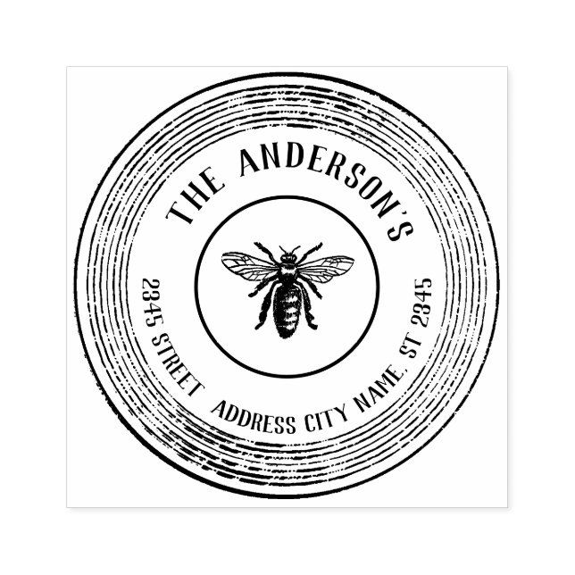 Vintager, rustikaler Bienenname Gummistempel (Prägung)