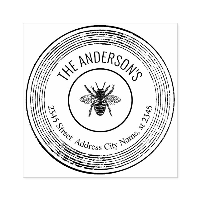 Vintager, rustikaler Bienenname Gummistempel (Prägung)