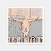 Vintager Rustikaler Bull Skull Grauer Beige Wester