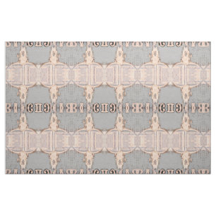 Vintager Rustikaler Bull Skull Grauer Beige Wester Stoff