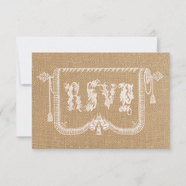 Vintager Rustikaler Burlap Wedding RSVP (Vorderseite)