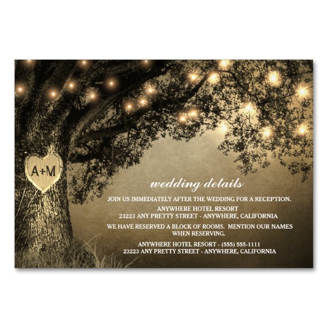 Vintager Rustikaler Empfang Eichenholz + Hotelkart Tischnummer (Vorderseite)