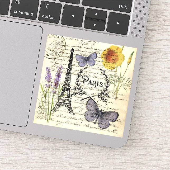 Vintager, rustikaler, französischer Eiffelturm Par Aufkleber (Detail)