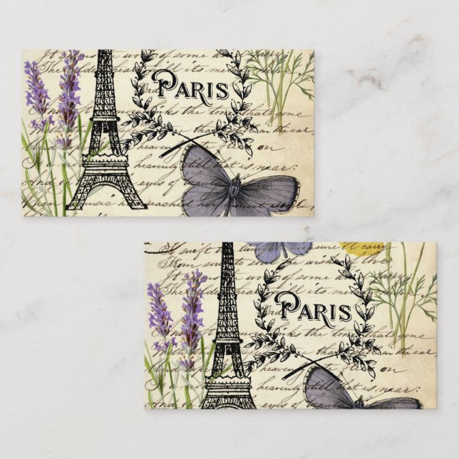 Vintager, rustikaler, französischer Eiffelturm Par Mitteilungskarte (Vorne/Hinten)