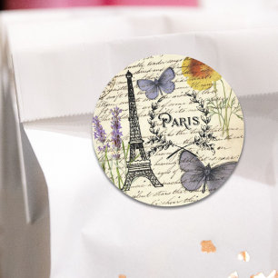 Vintager, rustikaler, französischer Eiffelturm Par Runder Aufkleber