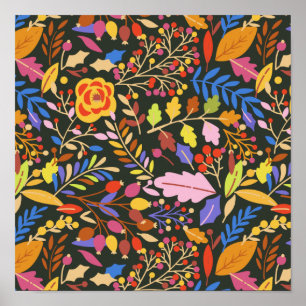 Vintager Rustikaler Herbst Botanischer Garten Poster