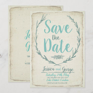 Vintager rustikaler Kranz Hochzeit Speichern Sie d Save The Date