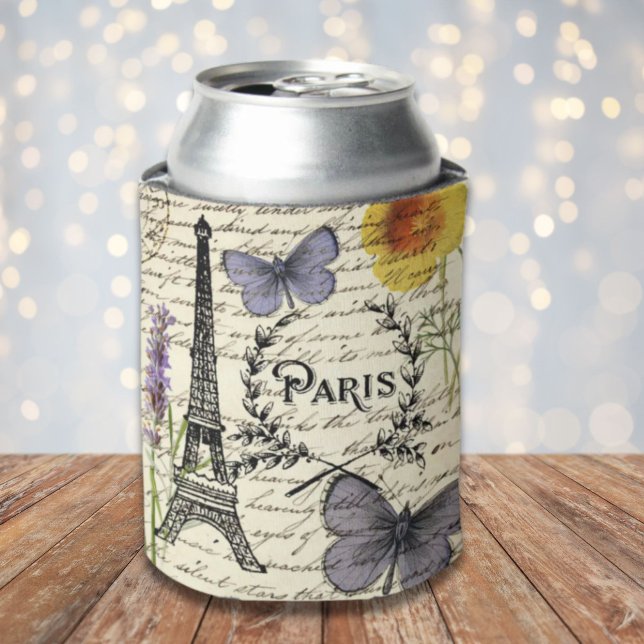 Vintager, rustikaler Schmetterlingsturm Dosenkühler (vintage rustic french butterfly paris eiffel tower can cooler)