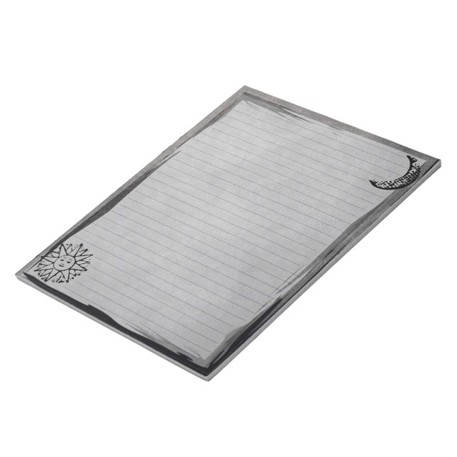 Vintager rustikaler Sonnenmond auf grauem Grunge L Notizblock (angewinkelt)