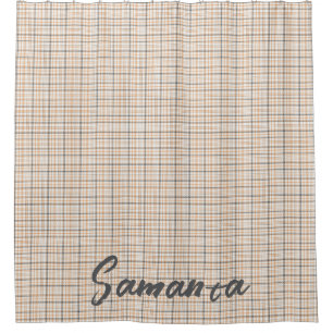 Vintager rustikaler Tartan kariert beige Grauname Duschvorhang