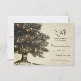 Vintager Rustikaler Tree & Lights Hochzeit RSVP