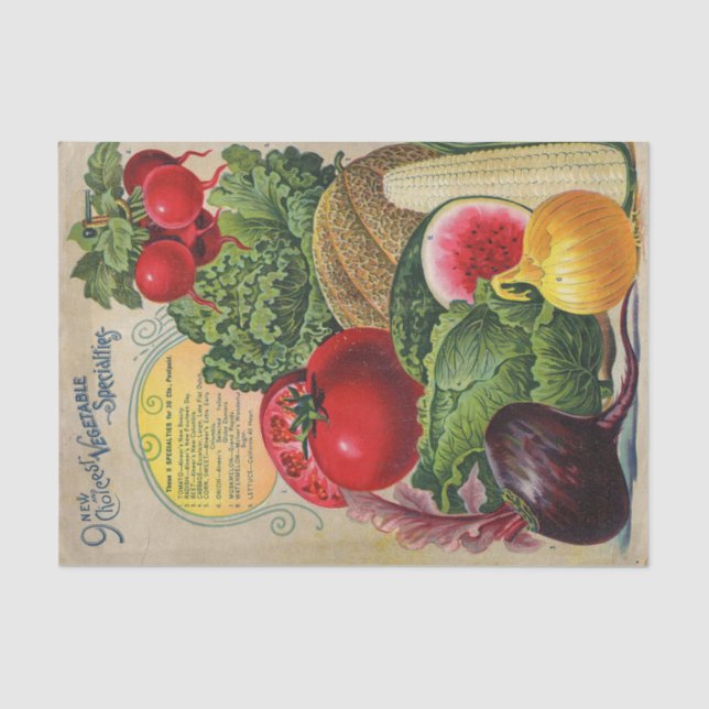 Vintager Saatgutkatalog Gemüsearten Seidenpapier (Vorderseite)