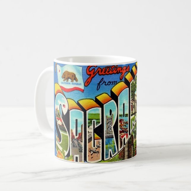 Vintager Sacramento CA Kaffeetasse (Vorderseite Links)