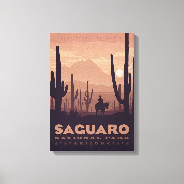 Vintager Saguaro Nationalpark Canvas Leinwanddruck (Vorderseite)