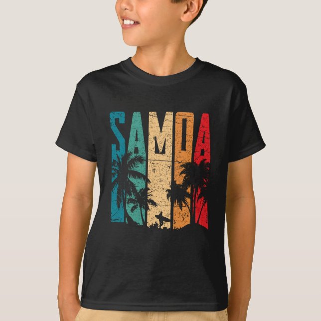 Vintager Samoa Beach Sunset Samoan T-Shirt (Vorderseite)