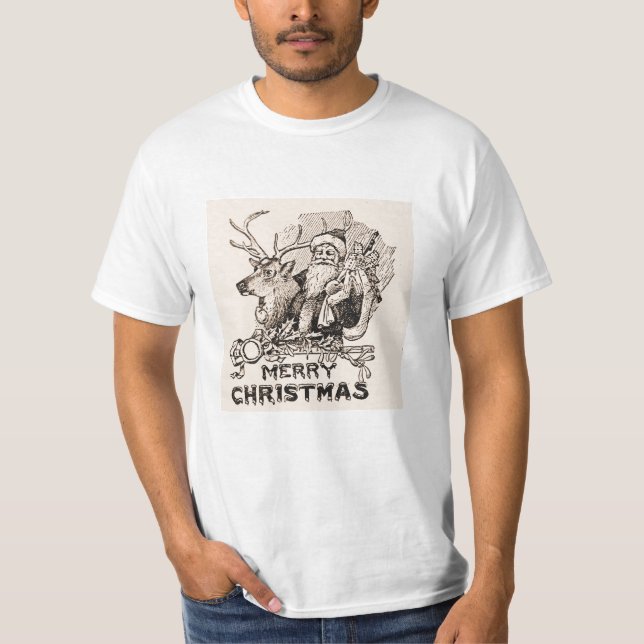 Vintager Sankt-Ren-WeihnachtsT - Shirt (Vorderseite)