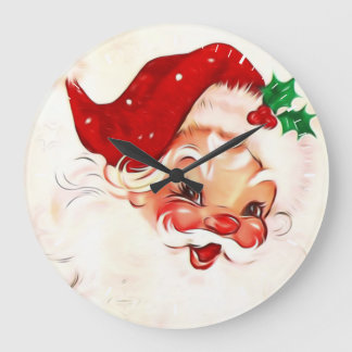 Vintager Santa 4 Große Wanduhr