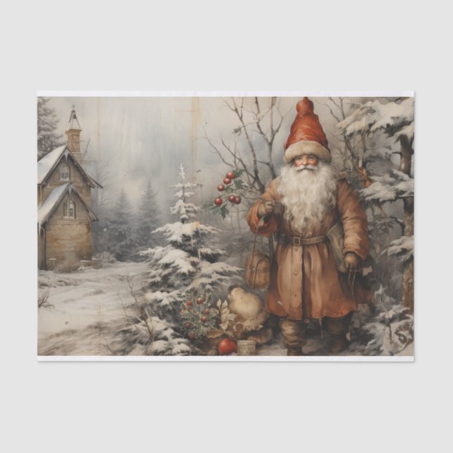 Vintager Santa Claus Decoupage Seidenpapier (Vorderseite)
