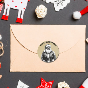 Vintager Santa Claus Gold Runder Aufkleber