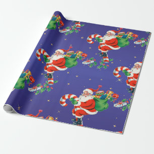 Vintager Santa Claus Muster Retro Weihnachten Geschenkpapier