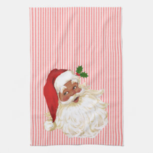 Vintager Santa Claus Red & White Stripe Kitchen To Geschirrtuch