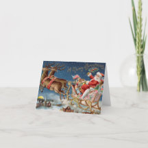 Vintager Santa Claus Sleigh mit Rentier Merry