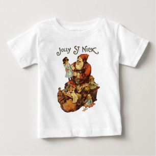 Vintager Santa Claus St. Nickn Kunst, Dichtung und Baby T-shirt