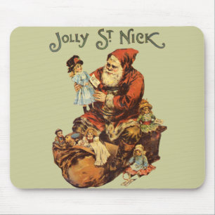 Vintager Santa Claus St. Nickn Kunst, Dichtung und Mousepad