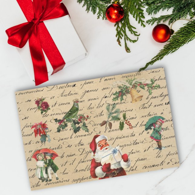 Vintager Santa Decoupage Viktorianisch Seidenpapier (Von Creator hochgeladen)