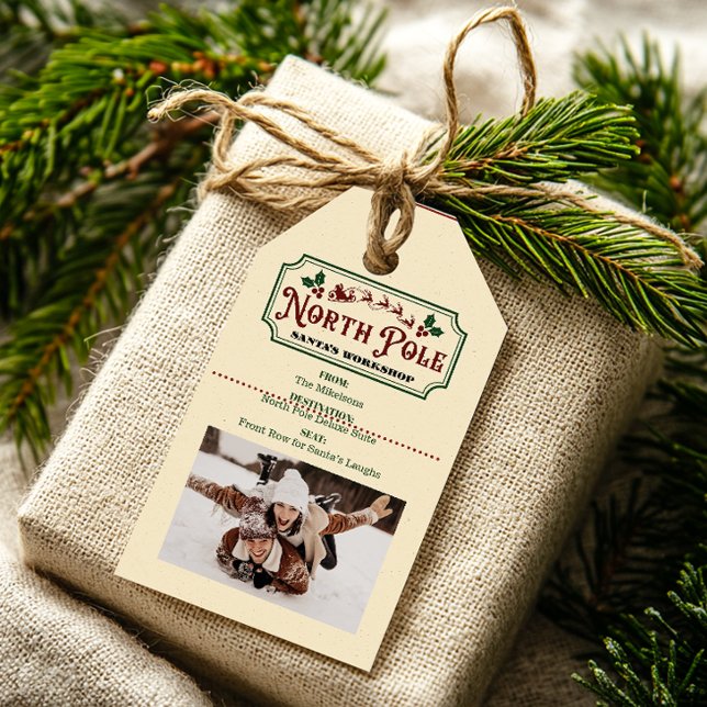 Vintager Santa Delivery am Nordpol Geschenkanhänger (Von Creator hochgeladen)