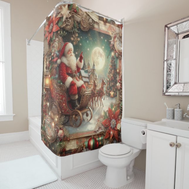 Vintager Santa Dusche Vorhang (Beispiel)