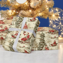 Vintager Santa Forest Geschenkpapier